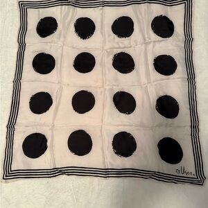Vintage Silk Black and White Polka Dot Scarf by Vera